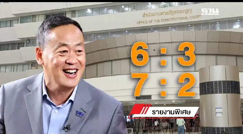 ลุ้นนายกฯเศรษฐา “รอด” มติ 6 : 3 , 7 : 2 บ่ายสามโมง 14 ส.ค.นี้รู้ผล ลุ้นนายกฯเศรษฐา “รอด” มติ 6 : 3 , 7 : 2 บ่ายสามโมง 14 ส.ค.นี้รู้ผล