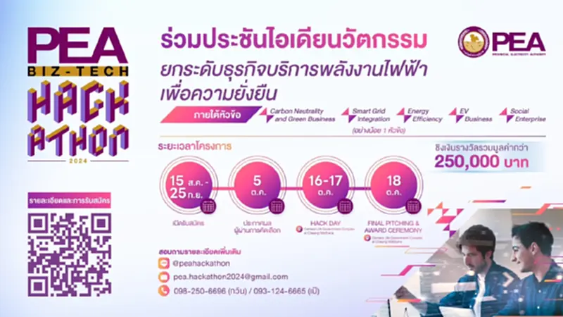 กฟภ. เปิดศึก Hackathon สุดล้ำ ชิงเงินแสน หาสุดยอดไอเดียพลังงานยั่งยืน กฟภ. เปิดศึก Hackathon สุดล้ำ ชิงเงินแสน หาสุดยอดไอเดียพลังงานยั่งยืน