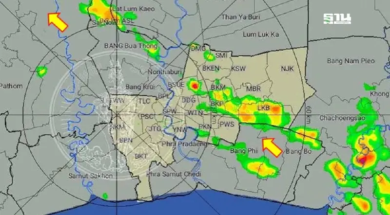 เปิดภาพเรดาร์กลุ่มฝน กทม.-ปริมณฑล เช็กพื้นที่เตรียมรับมือฝนถล่ม