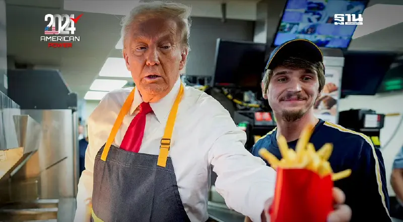“ทรัมป์” รุกหนักโค้งสุดท้าย สวมบทพนักงานแมคโดนัลด์โชว์ทอดเฟรนช์ฟรายส์