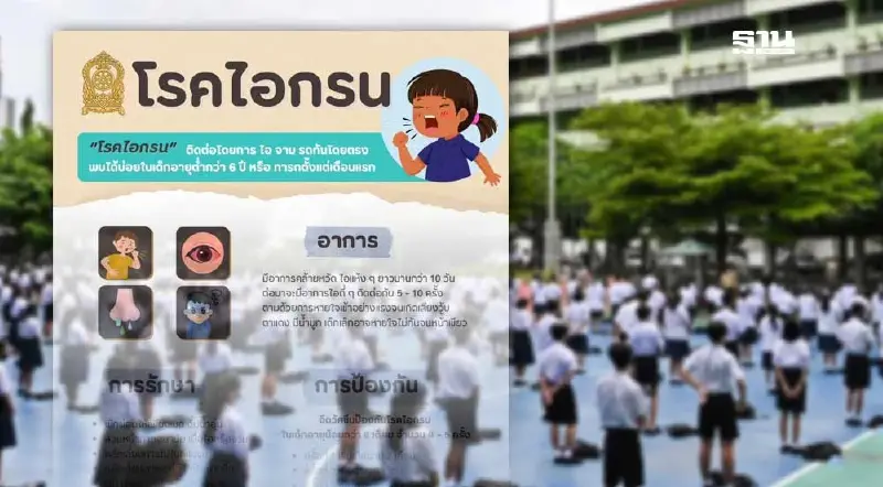 ศธ.เตือนด่วน “โรคไอกรน” ระบาดในโรงเรียน สั่งยกระดับมาตรการเข้ม ศธ.เตือนด่วน “โรคไอกรน” ระบาดในโรงเรียน สั่งยกระดับมาตรการเข้ม