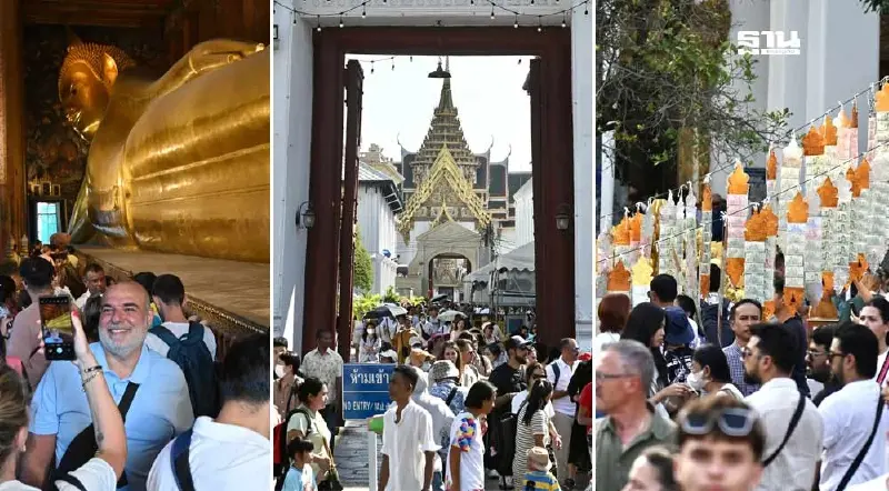 ประมวลภาพนักท่องเที่ยวแน่น วัดพระแก้ว วัดโพธิ์ วัดอรุณ รับปีใหม่ 2568