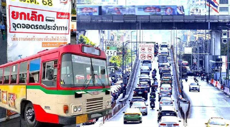 ส่องรถเมล์ขสมก. 12 เส้นทาง อ่วม หลังปิดสะพานข้ามแยกราชเทวี สร้าง “สายสีส้ม”