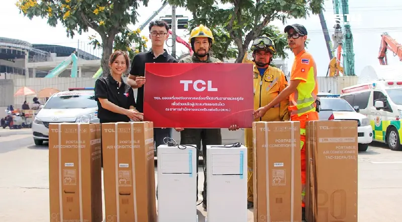 TCL ช่วยกู้ภัย มอบแอร์เคลื่อนที่ บรรเทาความร้อน ณ อาคารถล่ม สตง.