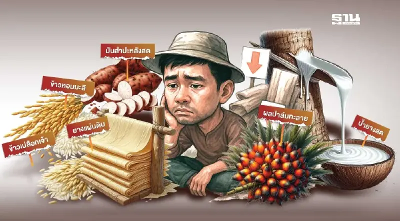 สินค้าเกษตรดิ่ง บาทแข็งทุบซํ้า “ข้าว มัน ยาง ปาล์ม ทุเรียน” ทิศทางราคาวูบต่อ