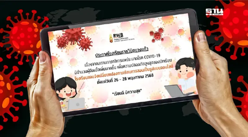 โควิดระบาดหนัก 'ราชวินิตบางแก้ว' ประกาศเรียนออนไลน์ 3 วัน โควิดระบาดหนัก 'ราชวินิตบางแก้ว' ประกาศเรียนออนไลน์ 3 วัน