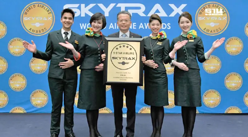 EVA AIR คว้ารางวัลสายการบินระดับ 5 ดาว จาก SKYTRAX ต่อเนื่องเป็นปีที่ 10 EVA AIR คว้ารางวัลสายการบินระดับ 5 ดาว จาก SKYTRAX ต่อเนื่องเป็นปีที่ 10