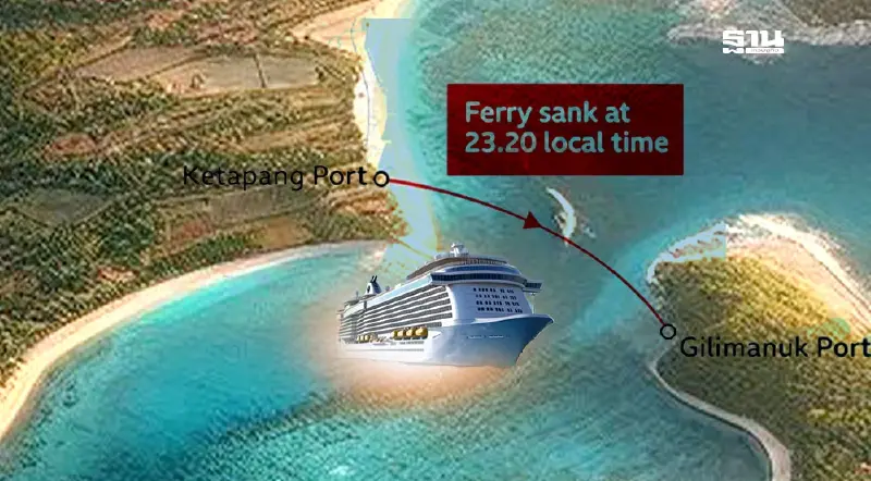 "เรือเฟอร์รี่" ล่มใกล้เกาะบาหลี ผู้โดยสาร 65 ราย ดับแล้ว 4 สูญหายอีกเพียบ
