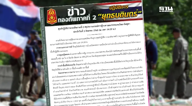 ทภ.2 เข้มชายแดน ทหารกัมพูชาเคลื่อนไหวต่อเนื่อง กู้ระเบิดเเล้ว 17 จุด