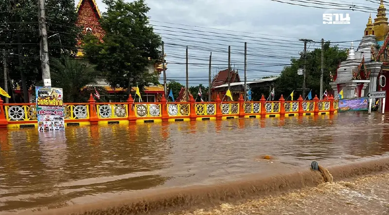 อิทธิพลพายุคาจิกิ ปภ.เตือน Cell Broadcast น้ำท่วมสุโขทัย แม่น้ำยมล้นตลิ่ง