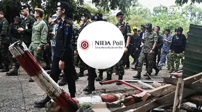 นิด้าโพล เผยผลสำรวจสถานการณ์ชายแดนไทยกัมพูชา ยังน่ากังวล นิด้าโพล เผยผลสำรวจสถานการณ์ชายแดนไทยกัมพูชา ยังน่ากังวล