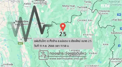 ด่วน! 'แผ่นดินไหวเชียงใหม่-แม่ฮ่องสอน ขนาด 2.5 ลึก 1 กิโลเมตร