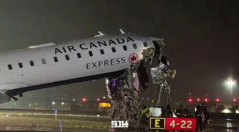 เครื่องบิน Air Canada Express ชนรถดับเพลิง ขณะลงจอดที่นิวยอร์ก ปิดสนามบินชั่วคราว เครื่องบิน Air Canada Express ชนรถดับเพลิง ขณะลงจอดที่นิวยอร์ก ปิดสนามบินชั่วคราว