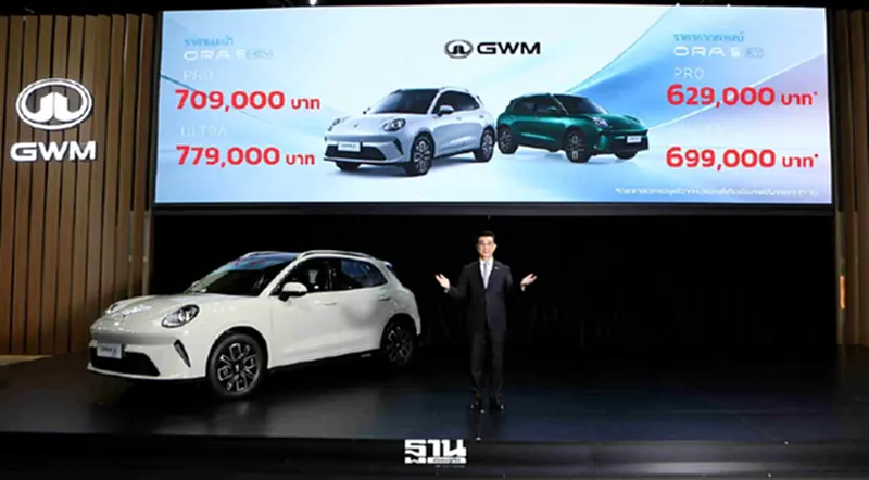 GWM ลุยมอเตอร์โชว์ 2026 พร้อมเปิดราคา ORA 5 รุ่น EV -HEV เริ่ม 6.29 -7.79 แสนบาท GWM ลุยมอเตอร์โชว์ 2026 พร้อมเปิดราคา ORA 5 รุ่น EV -HEV เริ่ม 6.29 -7.79 แสนบาท