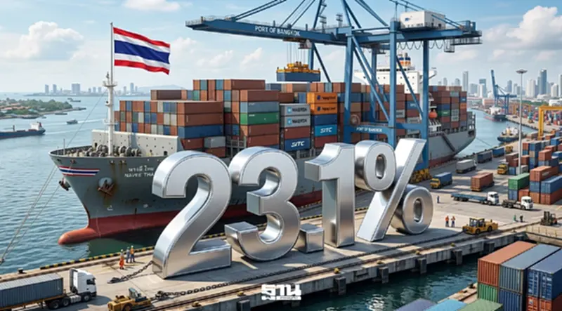 ส่งออกไทย เม.ย.69 พุ่ง 23.1% จับตาขาดดุลทะลุ 3.4 แสนล้านสูงสุดเป็นประวัติการณ์ ส่งออกไทย เม.ย.69 พุ่ง 23.1% จับตาขาดดุลทะลุ 3.4 แสนล้านสูงสุดเป็นประวัติการณ์