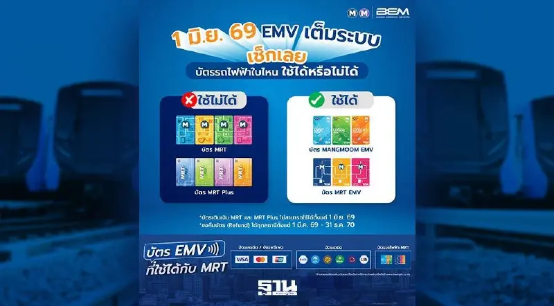 BEM ย้ำ 1 มิ.ย.นี้ บัตรโดยสาร MRT รุ่นเดิม - MRT Plus ใช้เดินทางไม่ได้ BEM ย้ำ 1 มิ.ย.นี้ บัตรโดยสาร MRT รุ่นเดิม - MRT Plus ใช้เดินทางไม่ได้