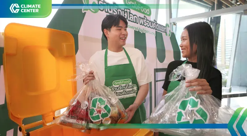 แกร็บฟู้ด–Trash Lucky ดันร้านอาหารแยกขยะ ตั้งเป้ารีไซเคิล 10 ตัน