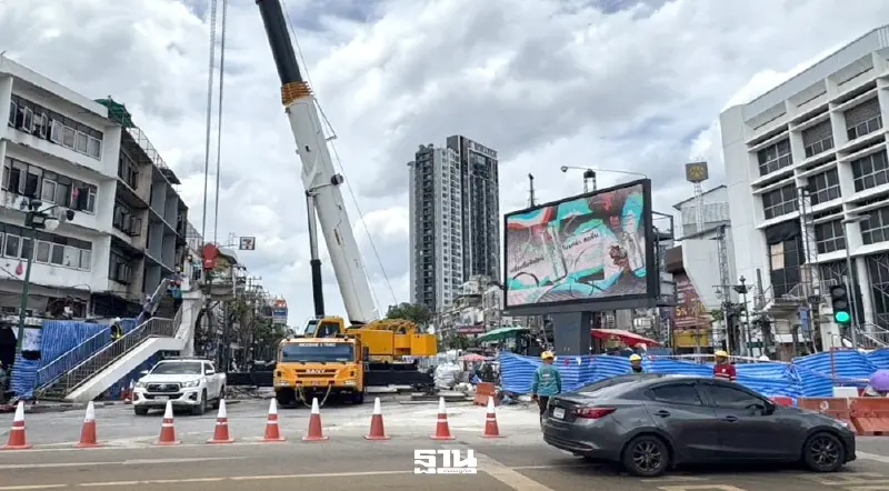 รื้อสะพานลอย เสริมแข็งแรงดิน -ลดรั่วซึมน้ำเข้าอุโมงค์รถไฟฟ้าวงเวียนใหญ่ รื้อสะพานลอย เสริมแข็งแรงดิน -ลดรั่วซึมน้ำเข้าอุโมงค์รถไฟฟ้าวงเวียนใหญ่