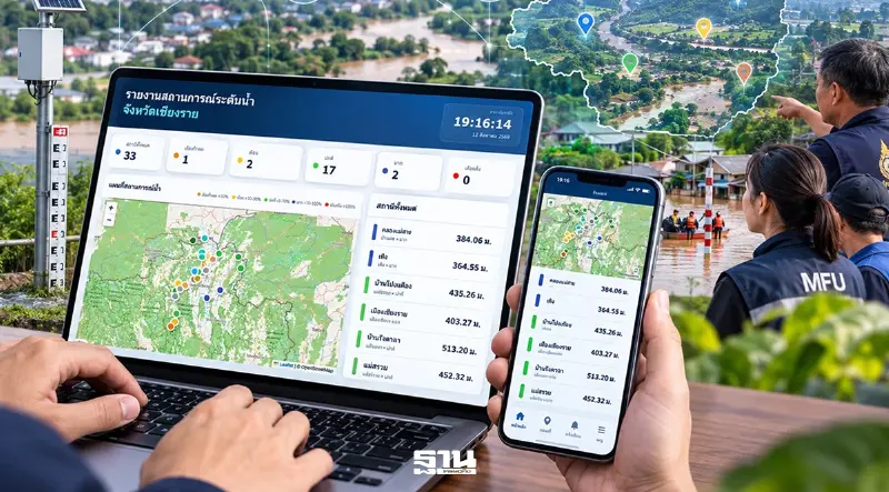 แม่ฟ้าหลวง เปิดระบบ M-Water ติดตามสถานการณ์น้ำเชียงราย รับมืออุทกภัย