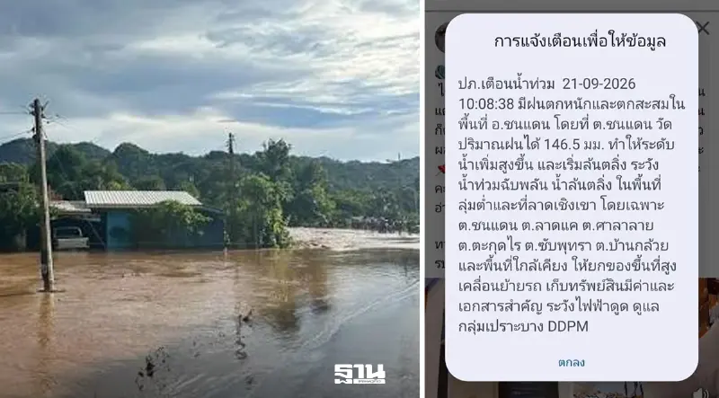 ปภ.เตือน Cell Broadcast อ.ชนแดน จ.เพชรบูรณ์ น้ำล้นตลิ่ง ยกของขึ้นที่สูงด่วน ปภ.เตือน Cell Broadcast อ.ชนแดน จ.เพชรบูรณ์ น้ำล้นตลิ่ง ยกของขึ้นที่สูงด่วน