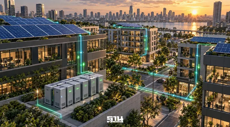 กฟผ.เร่งเครื่อง Smart Energy เชื่อมโซลาร์-แบตเตอรี่ แลกเปลี่ยนไฟระหว่างอาคาร ลดต้นทุน