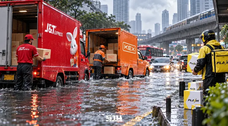 น้ำท่วมกระทบขนส่งพัสดุ 29 จังหวัด J&T-KEX-Flash แจ้งปรับบริการ