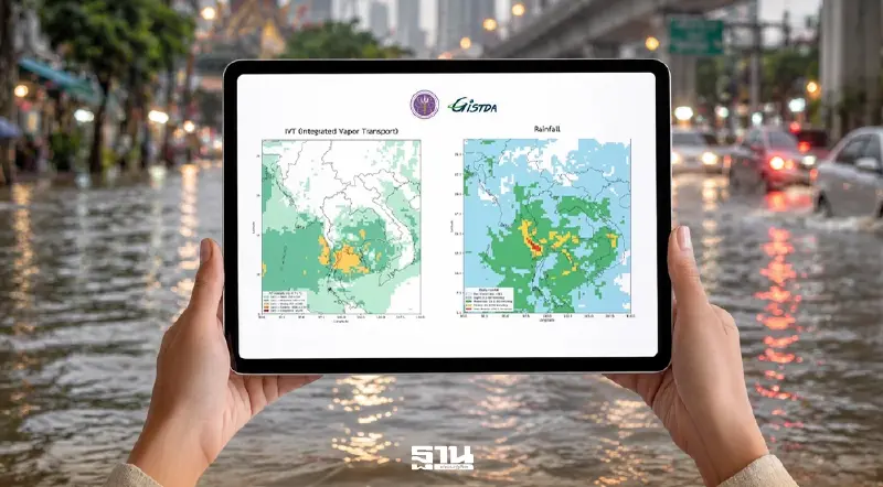 GISTDA เปิดแผนที่ IVT เตือนแนวโน้มฝนตกหนัก ภาคกลาง-ตะวันออก
