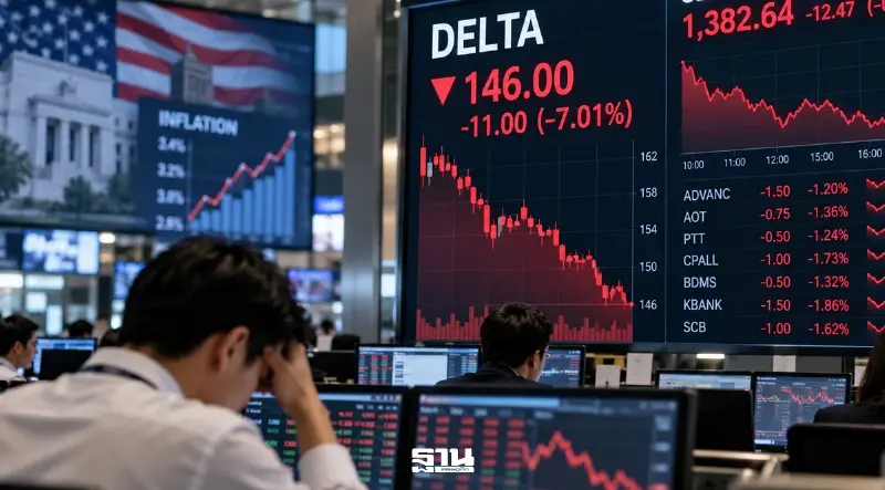 DELTA ร่วง 11บาท ฉุดหุ้นไทยเช้านี้ดิ่ง 12.47 จุด จับตาเงินเฟ้อสหรัฐฯ