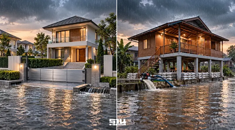 เทียบชัดบ้านจัดสรร vs บ้านสร้างเอง เปิดทางเลือกสู้ปัญหาน้ำท่วม