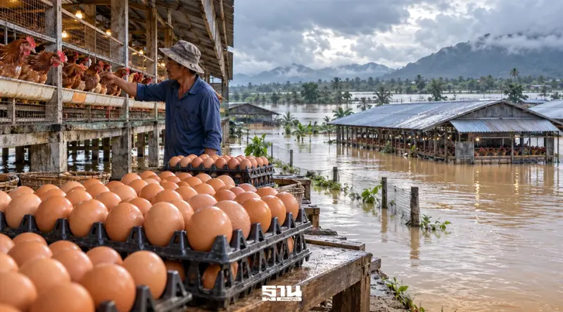 น้ำท่วมทำไก่ไข่ตาย 3.2 ล้านตัว เกษตรกรยันผลผลิตพอ ราคาหน้าฟาร์มยืน 4 บาท
